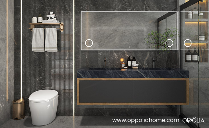 Black Bathroom Vanity with Blue Grey Countertop OBV22-EN