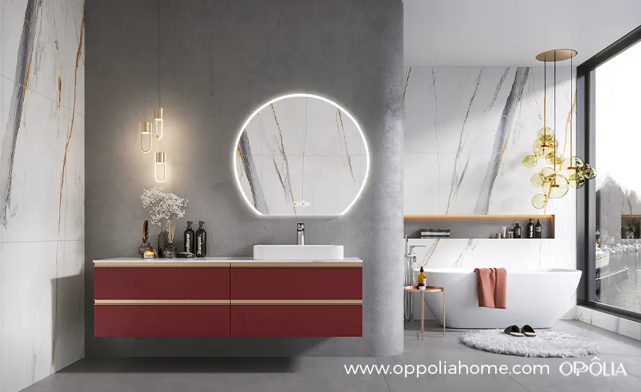 Cilan Series Red Light Luxury Bathroom Cabinet Floating Vanity - OBV24P01