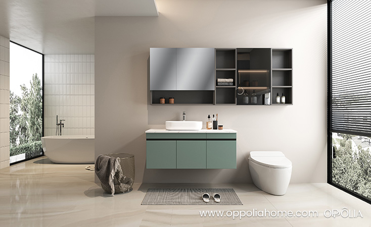 Mint Green Floating Vanity with Vessel Sink BLWY23003