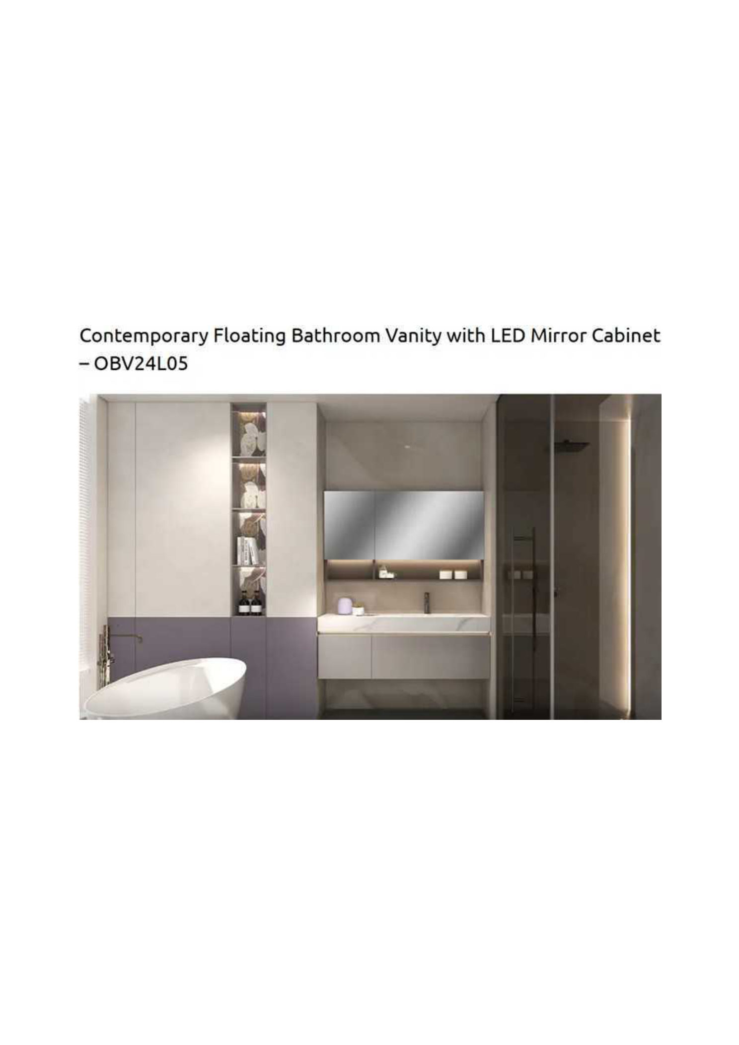 Contemporary Floating Vanity with LED Mirror Cabinet OBV24L05