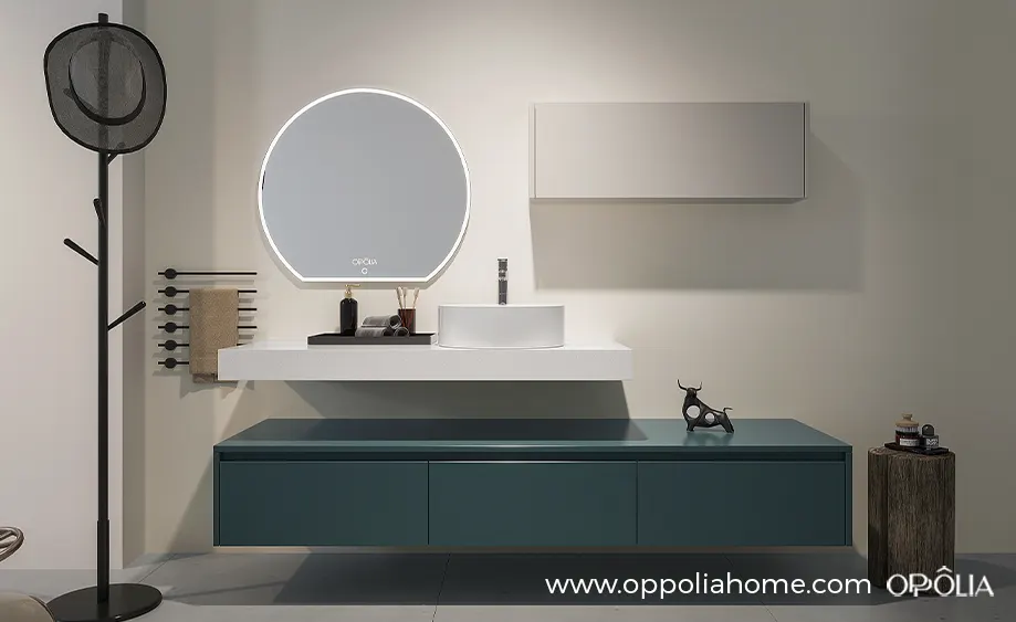 Wall Hung Vanity in Teal Blue Modern Style OBV23-L01