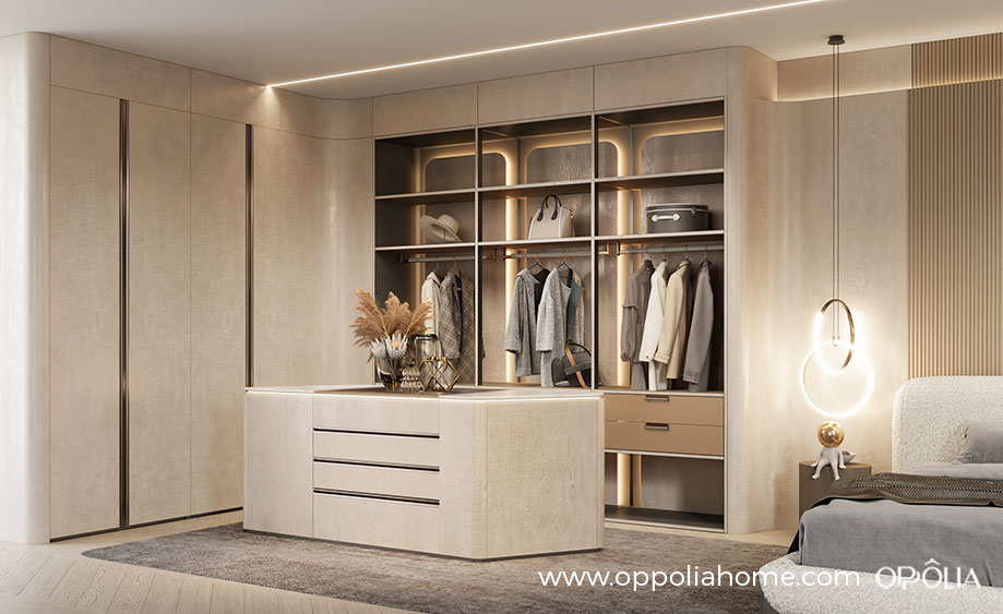Beige Walk-in Closet in Textured UV Lacquer BLYJ23009