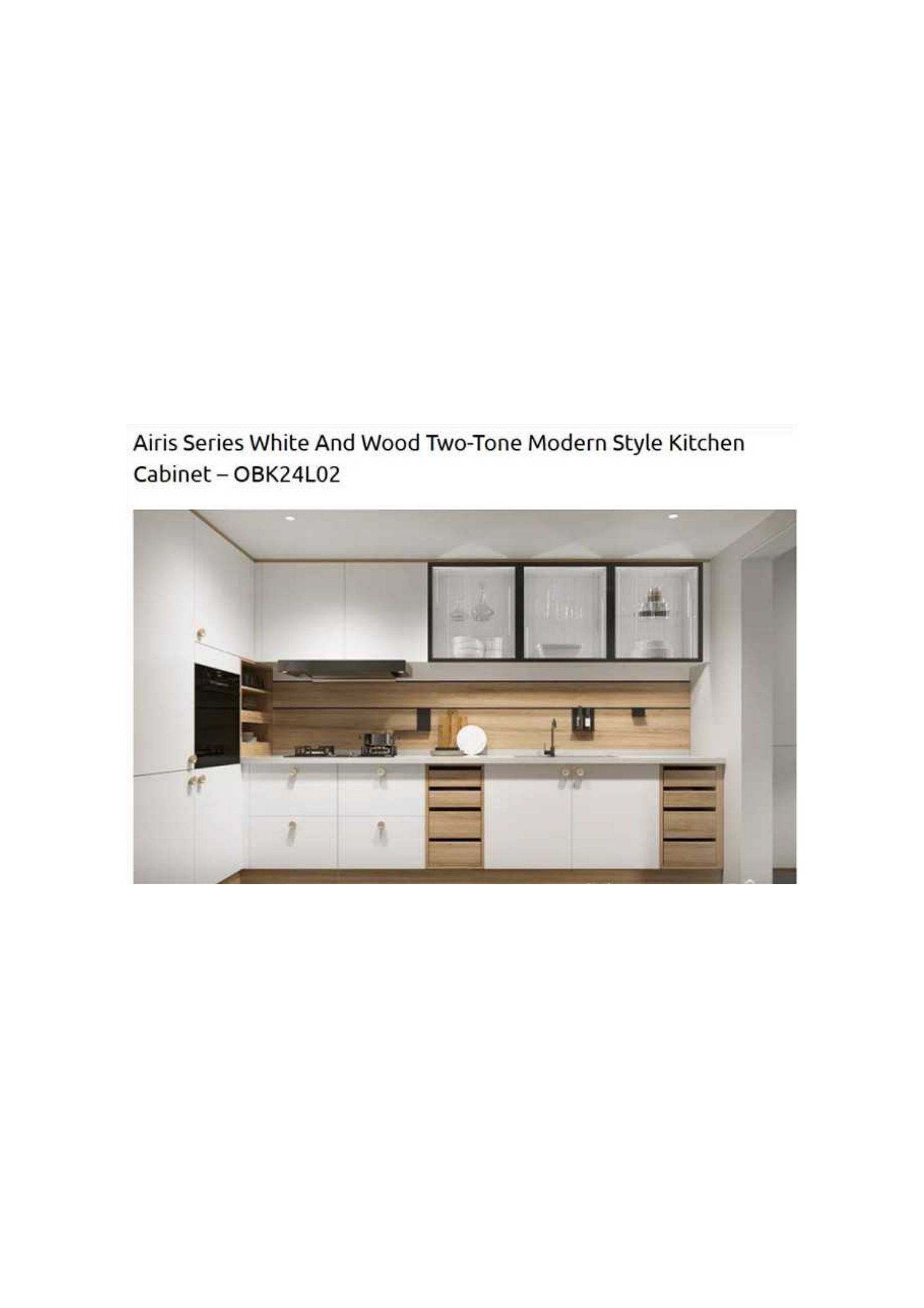 Airis Series White and Wood Two-Tone Kitchen OBK24L02