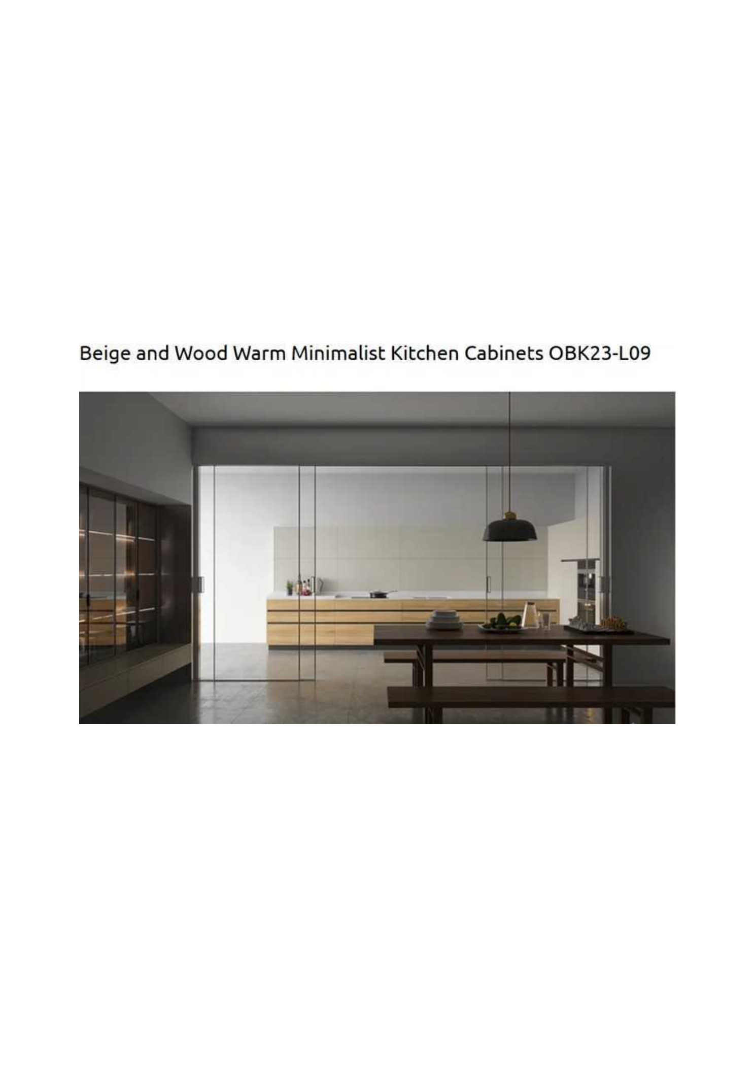 Beige and Wood Warm Minimalist Kitchen Cabinets OBK23-L09