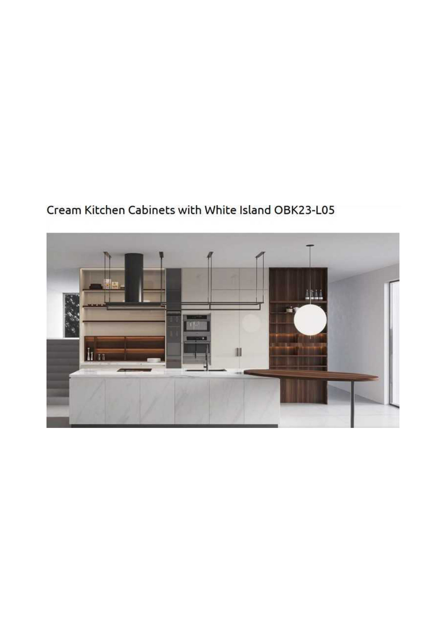 Cream Kitchen Cabinets with White Island OBK23-L05