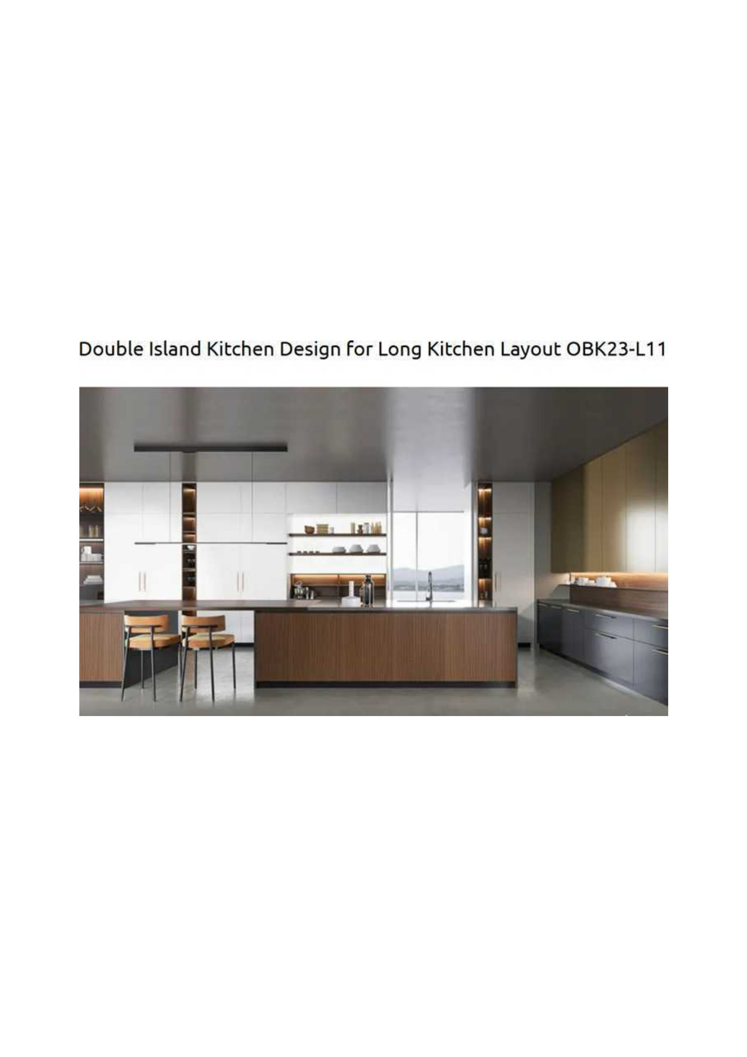 Double Island Kitchen Design for Long Layout OBK23-L11
