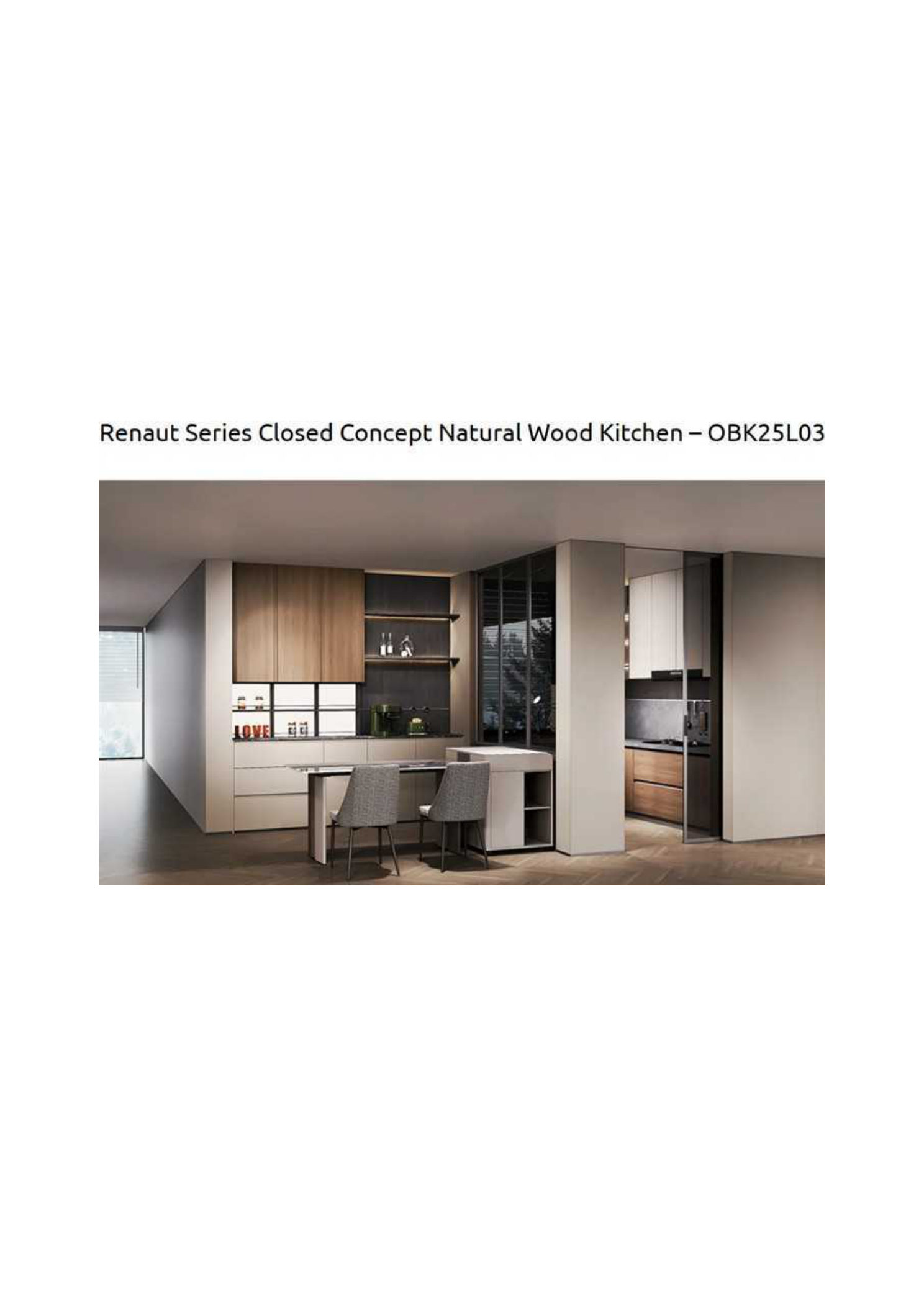 Renaut Series Closed-Concept Natural Wood Kitchen OBK25L03