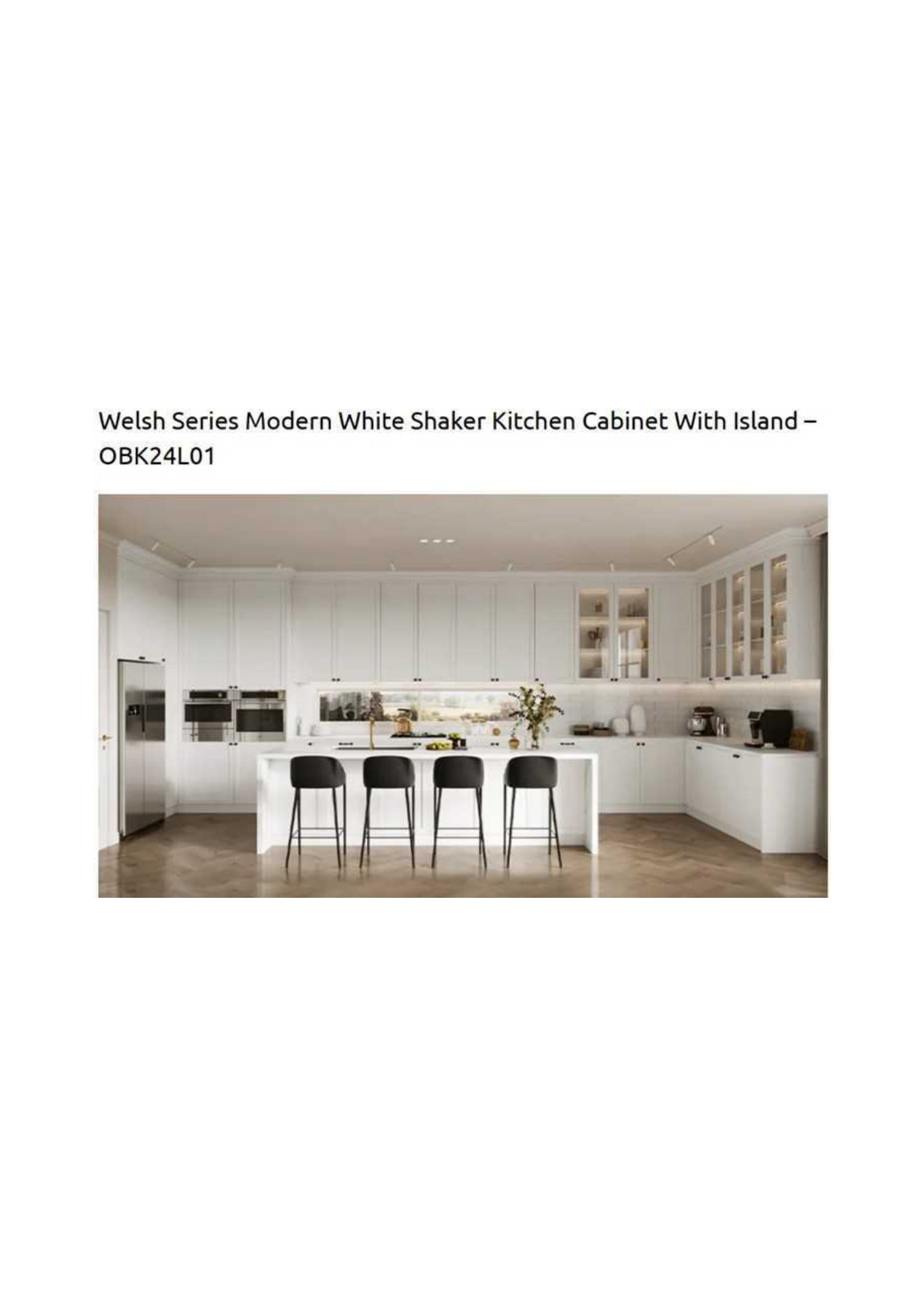 Welsh Series Modern White Shaker Kitchen with Island OBK24L01