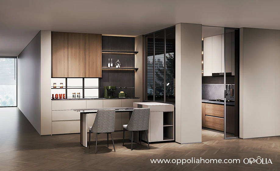 Renaut Series Closed Concept Natural Wood Kitchen - OBK25L03