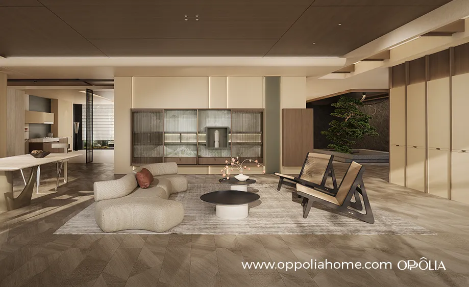 Lanxu Series Retro Oriental Style Walnut Interior Design